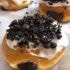 Iced doughnuts with chocolate filling